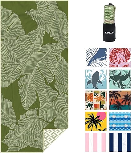 Eunzel Microfiber Beach Towel, Quick Dry Travel Towel Large Sand Free Towel for Beach, Camping, Swim Pool, Gym, Sports& 