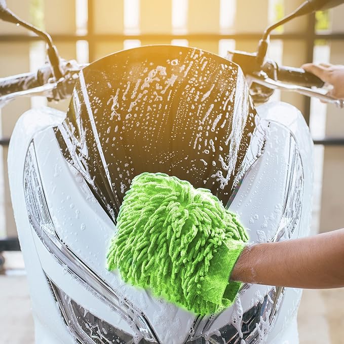 Potchen 6 Pcs Microfiber Dusting Mitt Gloves for Plants Washable Dusting Gloves for House Cleaning Furniture Car Washing