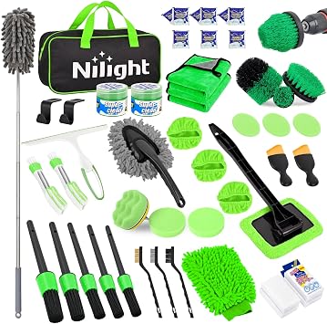 Nilight 52PCS Car Detailing Kit for Interior Exterior Car Care, Green