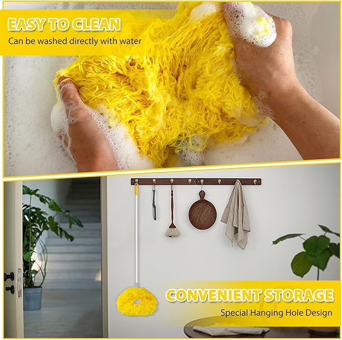 Ceiling Fan Cleaner Duster High Ceiling Extended Fan Blade Cleaner from 13 to 50 Inch Reusable Microfiber Ceiling Fan Duster with Extension Handle for Furniture Bookshelves Wall Door (Yellow)