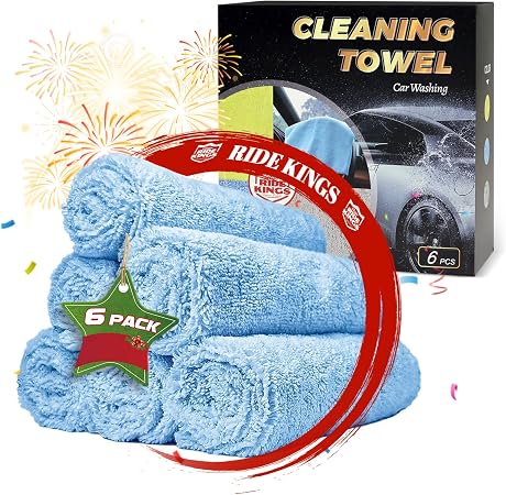 Car Wash Towels 16x16 - Microfiber, Blue 6-Pack