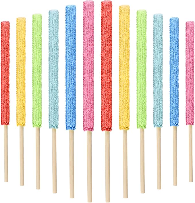 Honeydak 12 Pieces Microfiber Detail Duster Sticks Mini Duster Crevice Cleaning Tool Car Air Vent Cleaner Fan Cleaning Brush for Home Air Vent Window The Smallest Spaces