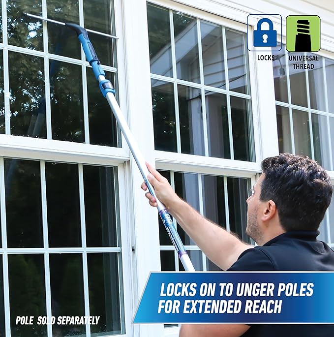 Unger Professional Connect and Clean 18” EZ Change Window & Glass Cleaning Squeegee,Large-and Small Windows,Rubber Blade Tool for Streak-Free Results,Includes 12” Channel,(Pack of 6)