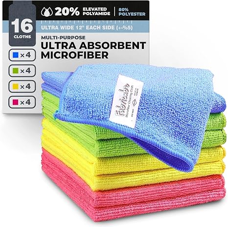 Turkish Microfiber Cleaning Cloth of 4 Colors | 20% Polyamide for Elevated Liquid Suction | Must Have Drying Supply for 