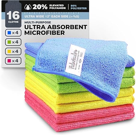 Turkish Microfiber Cleaning Cloth of 4 Colors | 20% Polyamide for Elevated Liquid Suction | Must Have Drying Supply for 