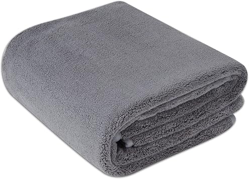 Amazon Basics Super Absorbent Microfiber Car Drying Towel, Streak-Free, Non-Abrasive, 36"L x 25"W, Gray