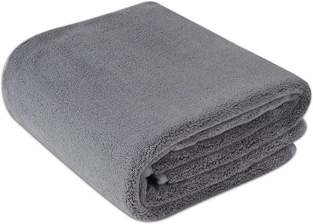 Amazon Basics Super Absorbent Microfiber Car Drying Towel, Streak-Free, Non-Abrasive, 36"L x 25"W, Gray