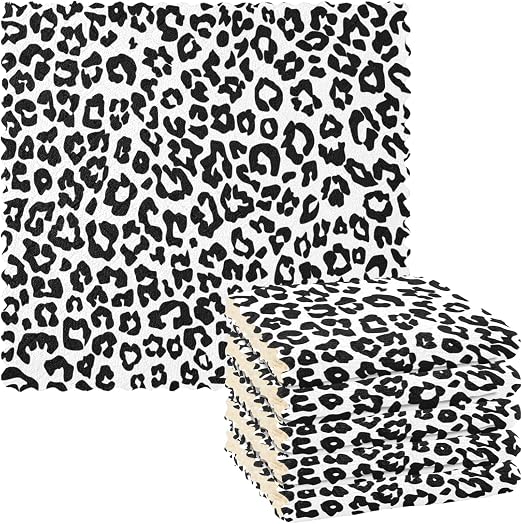 Leopard Animal Skin Pattern Kitchen Dish Cloths Monochrome Black White Print Microfiber Cleaning Towels Absorbent Dishcl