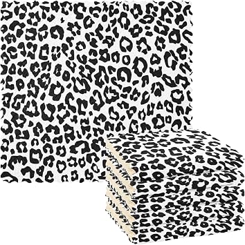Leopard Animal Skin Pattern Kitchen Dish Cloths Monochrome Black White Print Microfiber Cleaning Towels Absorbent Dishcl