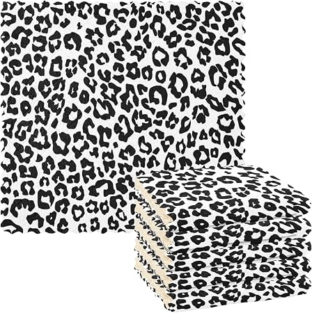 Leopard Animal Skin Pattern Kitchen Dish Cloths Monochrome Black White Print Microfiber Cleaning Towels Absorbent Dishcl