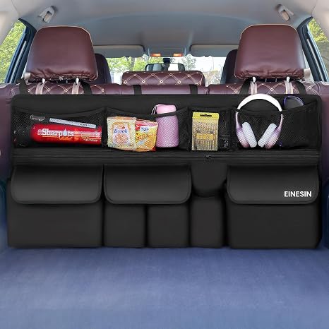 Einesin Car Organizer, Car Organizers and Storage with 9 Pockets, SUV Trunk Organizer for SUV/MPV/Truck, Car Essentials 