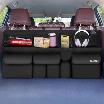 Einesin Car Organizer, Car Organizers and Storage with 9 Pockets, SUV Trunk Organizer for SUV/MPV/Truck, Car Essentials 