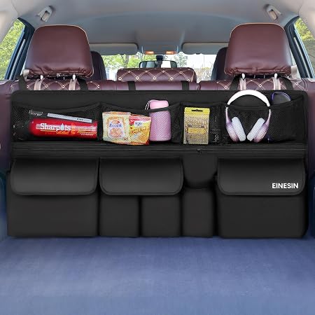 Einesin Car Organizer, Car Organizers and Storage with 9 Pockets, SUV Trunk Organizer for SUV/MPV/Truck, Car Essentials 