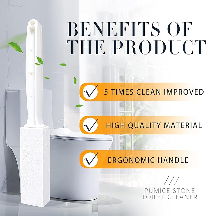 Kadden 2 Pack Toilet Cleaner Hard Water Build up Remover with Ergonomic Handle, Pumice Stone Cleanning Tool Stain Hard Water Ring Cleaner for Toilet, Pool, Bathroom, Sink