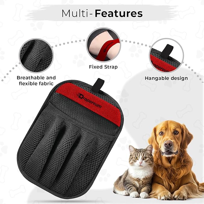 Pet Hair Remover Glove (2 Pack) – Reusable Electrostatic Pet Hair Removal Mitt for Couch, Carpet, Car Seat & Laundry – Cat & Dog Fur Cleaning Tool for Furniture