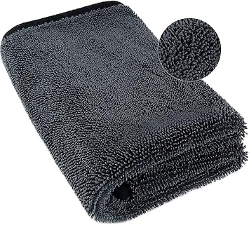 Microfiber Towel Car Drying Detailing Wash Cloth Car Care, Grey-Black