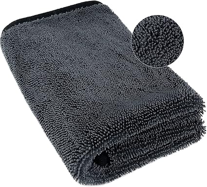 Microfiber Towel Car Drying Detailing Wash Cloth Car Care, Grey-Black