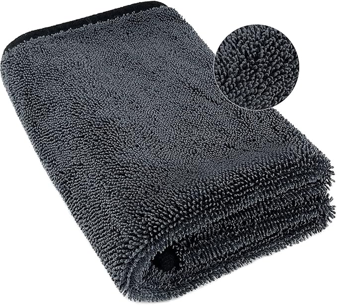 Microfiber Towel Car Drying Detailing Wash Cloth Car Care, Grey-Black
