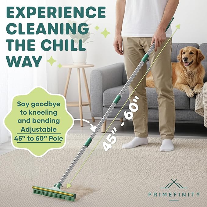 Carpet Rake for Pet Hair Removal, 60” Long Handle – Heavy-Duty Pet Hair Remover for Carpets, Rugs & Mats Cat Dog Fur Rakes Scraper Carpet Broom for Carpets with Copper Teeths