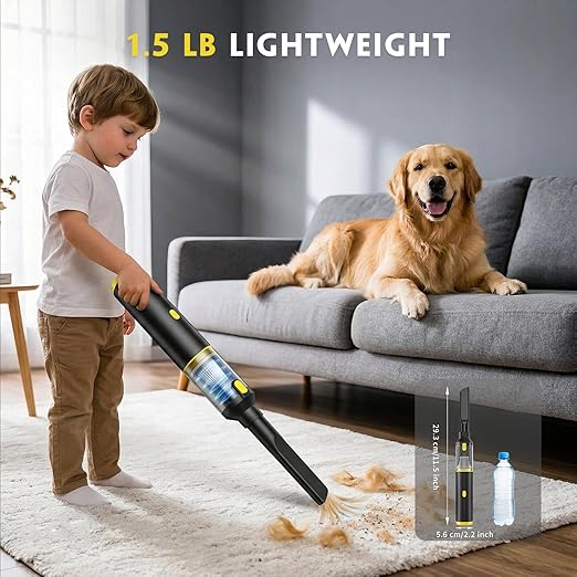 CROS Car Vacuum Cordless, 21000Pa Powerful Suction Handheld Cleaner for Car, Home & Pet Hair, 4-in-1 Portable Mini Vacuum with Multiple Attachments for Deep Cleaning, Type-C Rechargeable