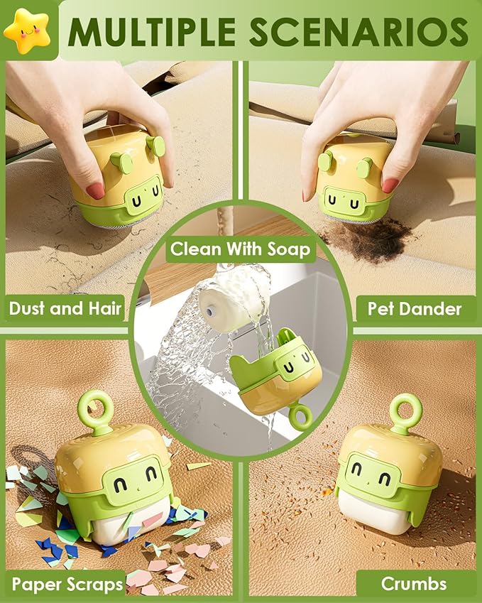 Mini Lint Remover Roller, Reusable Lint Gel Roller, Washable Pet Dog Cat Hair Remover for Clothing, Pet Hair, Dust, Lint, Travel and Home Use(Upgraded Version-Yellow)