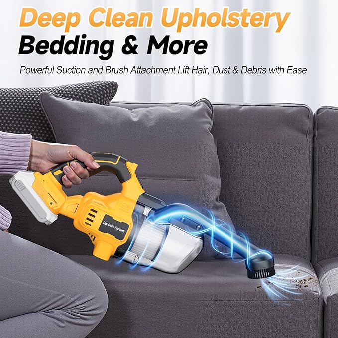 Cordless Handheld Vacuum Cleaner Compatible with DeWalt 20V Battery, 16000Pa Strong Suction, 2 HEPA Filters & 4 Nozzles, Lightweight Portable Vacuum for Car, Home, Garage – Tool Only
