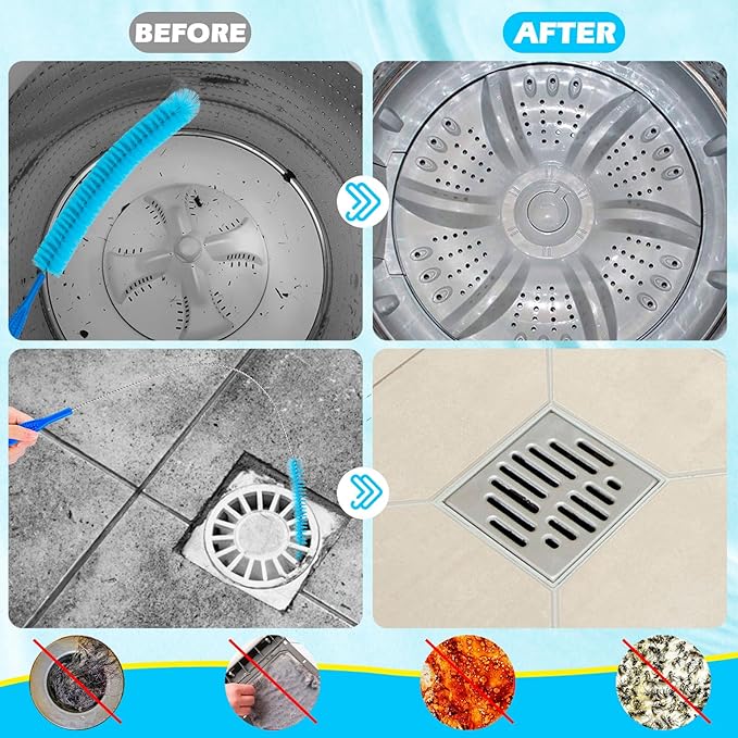 Dryer Vent Cleaner Kit,Dryer lint Brush 3Pack Home Improvement Essential Cleaning Tools, Up to 30 Inch Long Brush Cleaning Set，pet Hair Remover for Laundry，Drain Snake