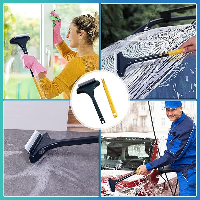 Multifunctional Screen Brush ，2 in 1 Window Cleaner Brush，Extendable Window Cleaning Tool Multifunctional Screen Brush Wet and Dry Glass Cleaning Brush (Green + Yellow)