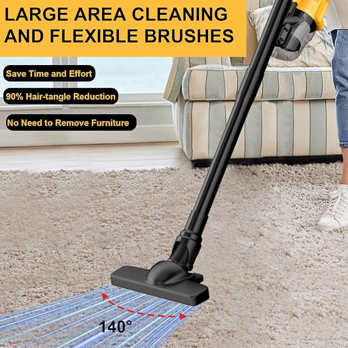 Cordless Vacuum for Dewalt 20V Battery,Handheld Vacuum Cleaner Stick Vacuum Shop Vac for Home Car Hardwood Floor Carpet with Washable HEPA Filter (No Battery)