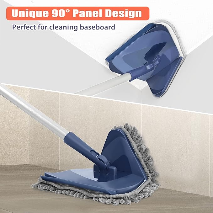 JEHONN Wall Cleaner Mop with Long Handle 82 Inches, 3-in-1 Ceiling Cleaning Tool Duster with 6 Replacement Microfiber Chenille Pads for Painted Walls, Window, Floor, Baseboard