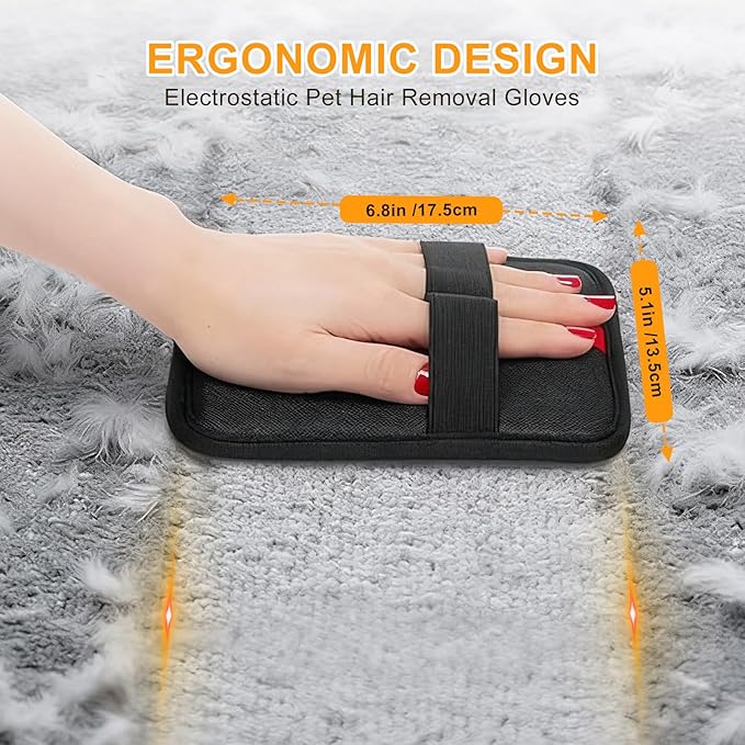Pet Hair Removal Glove,Reusable Electrostatic Pet Hair Remover Glove,Washable Grooming Tool for Cats, Dogs, Furniture, Car Seats, & Carpets(2 Piece)