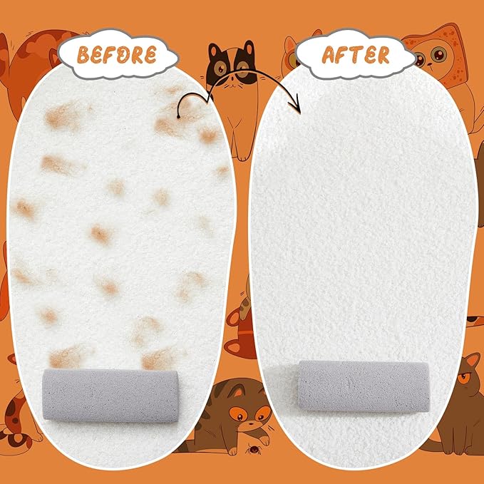 Abbylike 3 Pcs Pet Hair Remover Pumice Stone Reusable Portable Dog Cat Hair Removal Tool Scraper for Carpet,Couch, Bedding, Car Upholstery, Furniture Cleaning (5.3 x 2 x 1.4 Inch,Gray)