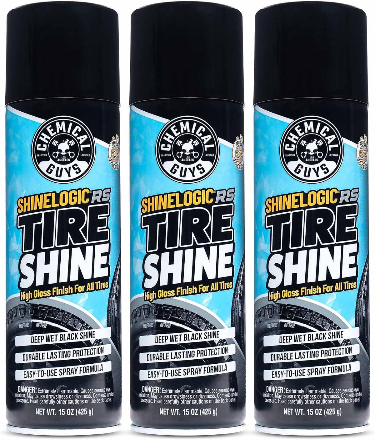 ShineLogic Deep Wet Black Tire Shine Dressing, 15 oz, 3 Pack
