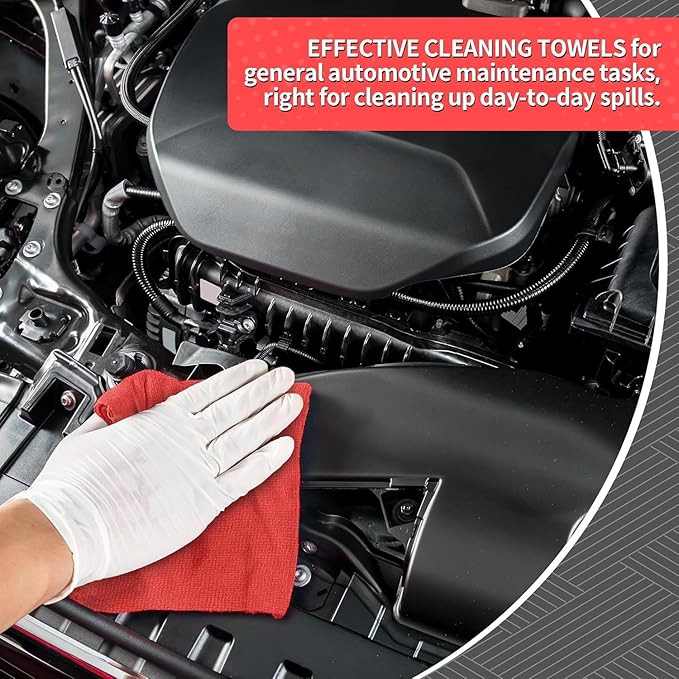 Microfiber Cleaning Cloth, 200 Pack Red Cleaning Rags Microfiber Towel Bulk Absorbent Lint-Free Wash Cloths, All-Purpose Towels for Cars, Shop, Automotive, Garage, Home & Kitchen