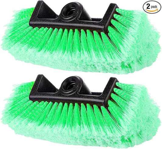 Tanlade 2 Pcs Car Wash Brush Head with Soft Detailing Bristle Flow Through Car Cleaning Brush Exterior Wash Equipment for Auto Truck RV Boat Camper(12 Inch,Green)