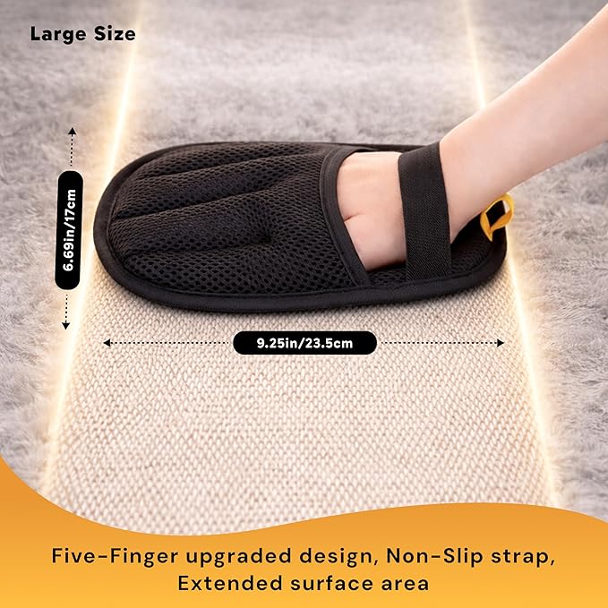 Wolfster 2 Pack Pet Hair Removal Glove for Cats & Dogs - Five-Finger Electrostatic Reusable Pet Hair Remover for Couch, Sofa, Carpet, Car Seat, Bedding & Clothing, Lint Roller Alternative