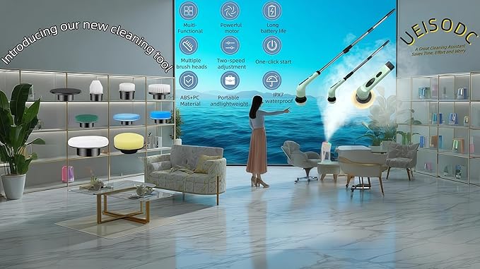 Electric Rotating Cleaning Brush, IPX7 Waterproof Cordless Power Cleaning Brush Set with,Cleaning Ceilings, Floors, Floor Tiles, Kitchens, and bathrooms; maintaining Sofas, Cars