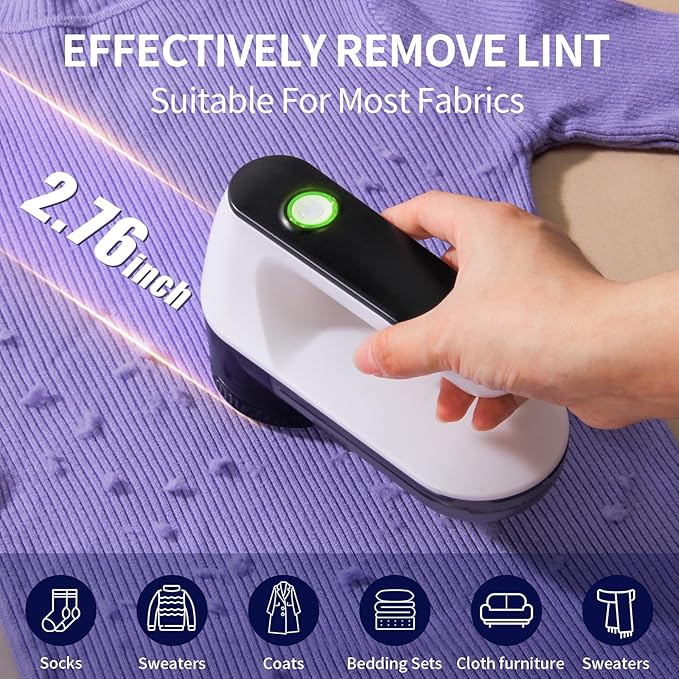 Fabric Shaver, Lint Shaver, Lint Remover Rechargeable Sweater Defuzzer Sweater Shavers to Remove Pilling for Clothes, Couch, Furniture, Fuzz Remover (6 Leaf Blade, 2 Extra Blades)