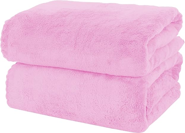 MOONQUEEN 2 Pack Premium Bath Towel Set - Quick Drying - Microfiber Coral Velvet Highly Absorbent Towels - Multipurpose 