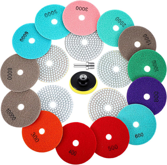 20 Pack Diamond Polishing Pads Set, 4 Inch Wet/Dry Polish Pad Kit