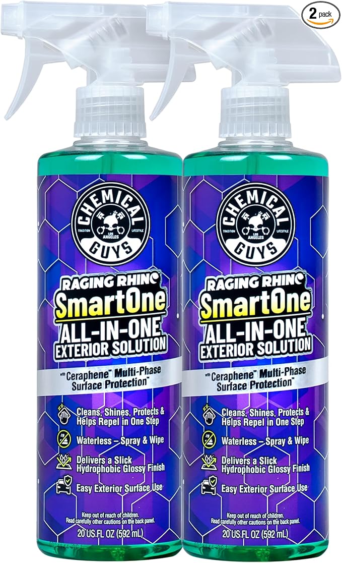 Chemical Guys Raging Rhino Waterless Car Wash, Quick Detailer Spray And Wipe Exterior Cleaner, 2 Pack, 20 Oz Each