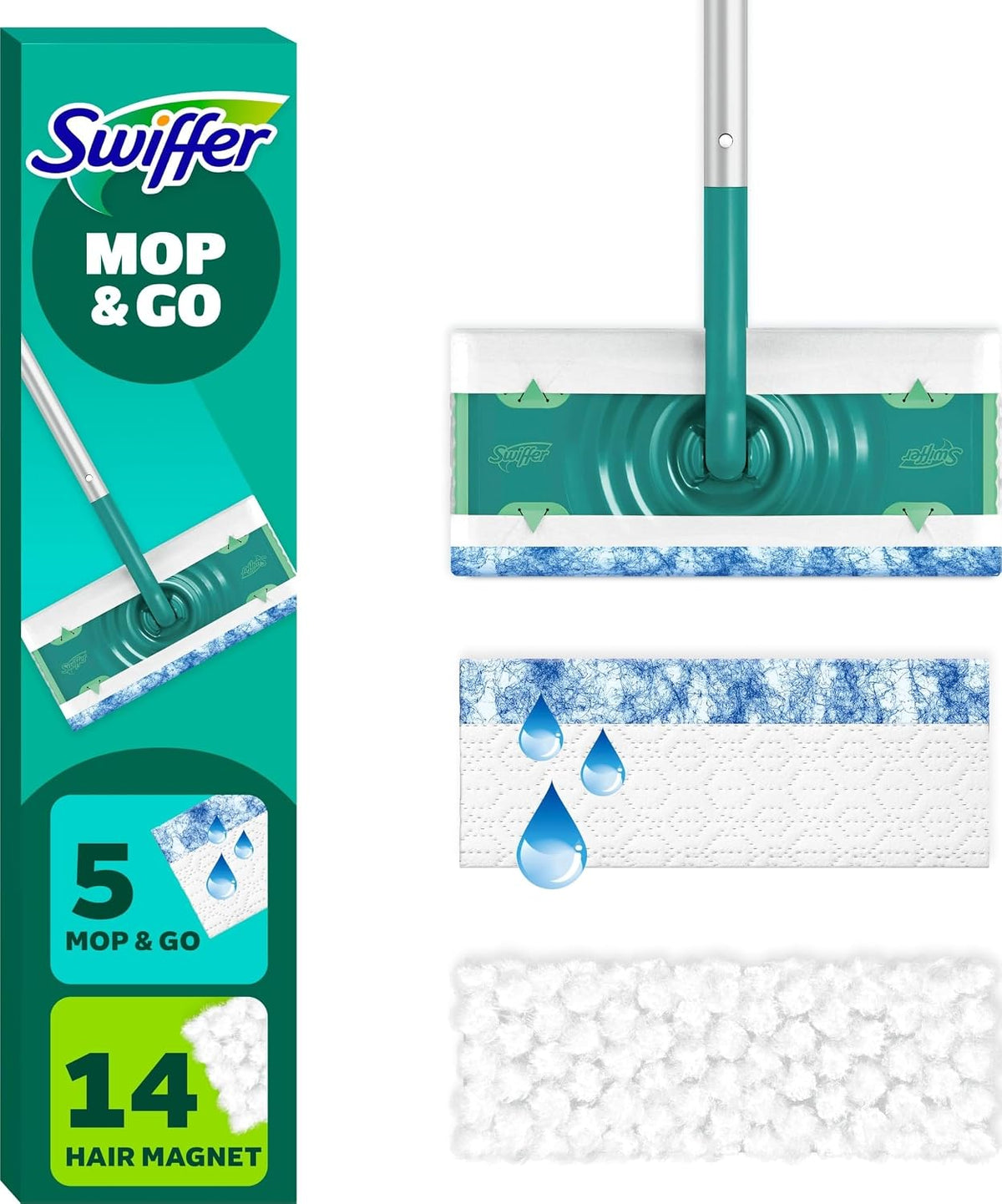 Sweeper 2-in-1 Mops for Floor Cleaning, Dry and Wet Multi Surface Floor Cleaner, Sweeping and Mopping Starter Kit, Includes 1 Mop + 19 Refills, 20 Piece Set