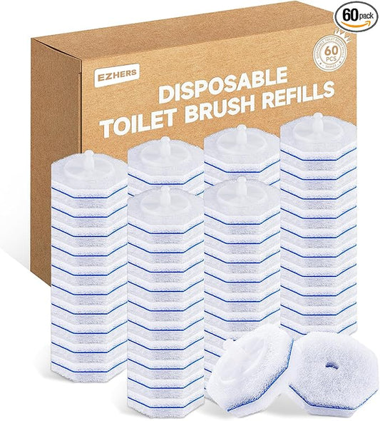 60 Count Toilet Wand Refills for Clorox, 5X Cleaning Power Toilet Bowl Wand Refills & High-Density Disposable Toilet Brush Scrubber - No Falling Apart, Instant Foam for Bathroom Cleaning