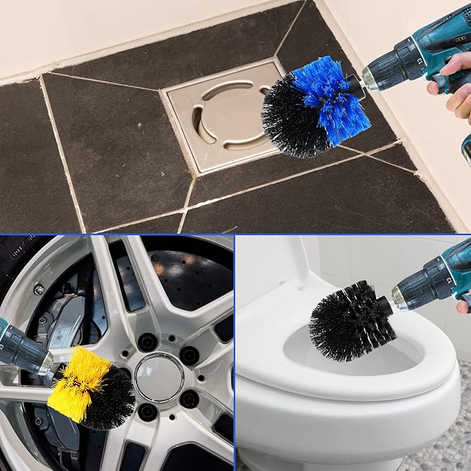 Drill Brush Nylon Drill Brush Attachment Electric Power Scrubber Scrub Brush Multi Purpose Cleaning Supplies for Drill Bathroom Surfaces Tub Grout Shower Kitchen Tile Auto Car (Multicolor, 6 Pcs)