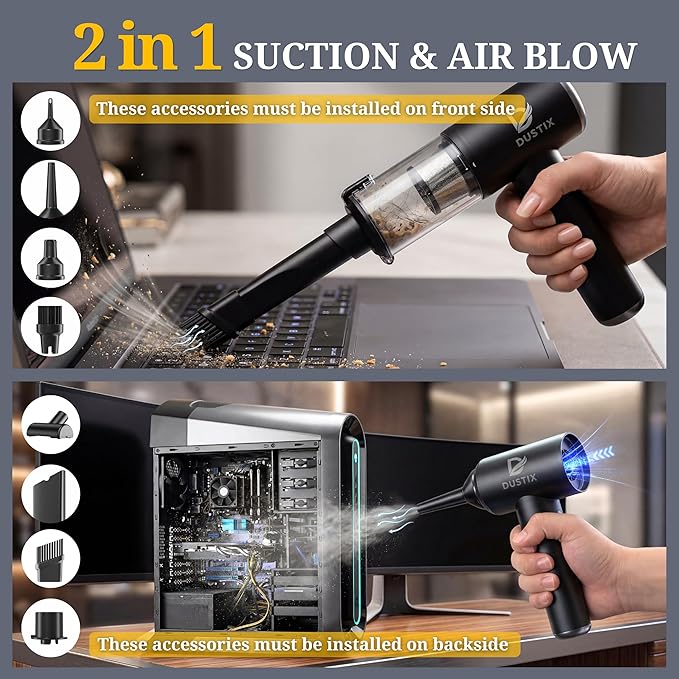 Car Vacuum Portable Cordless 20000Pa Powerful Handheld, Mini, Hoover Cleaner, 3 Speed Suction, Easy Empty, Rechargeable 7800mAh, Blower Inflator Deflator, Car Cleaning Kit