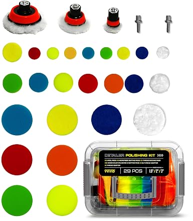 VViViD 29pcs Car Detailer Polishing and Buffing Pad Kit 3 Inch 2 Inch and 11/4 Inch Foam Auto Finishing Pads for Washing