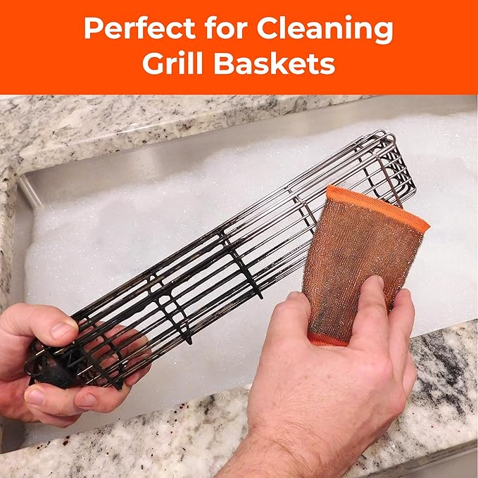 Heavy-Duty Steel Wool Scrubber Sponges 4 Pack – Stainless Steel Cleaning Pads for Dishes, Pots, Pans, Grills & Ovens – Durable Multi-Surface Kitchen Scrubbing Tools for Tough Grease & Burnt Food