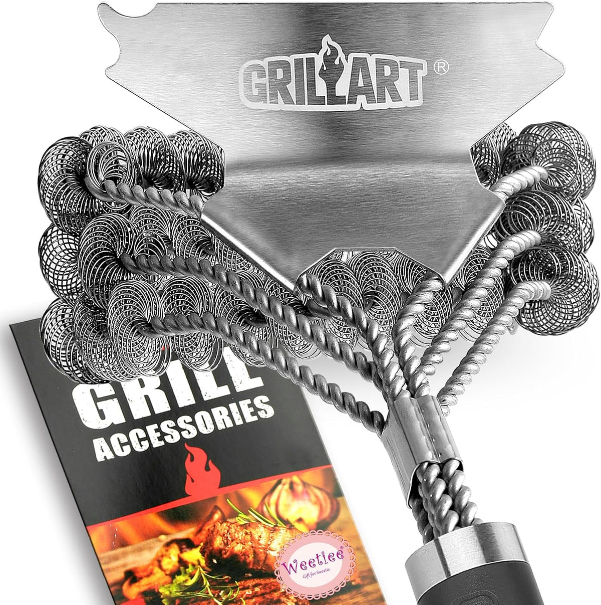Grill Brush & Bristle Free Outdoor BBQ Scraper, Safe 18'' Stainless Cleaner