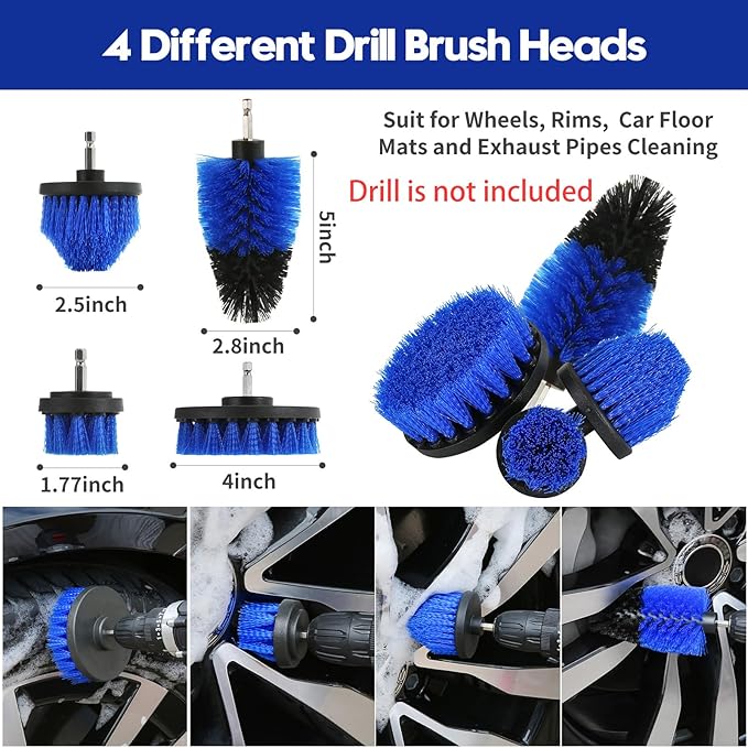 Qydipclin 35Pcs Car Detailing Kit, Car Detailing Brush Set, Car Wash Cleaning Kit, Car Detailing Brushes, Professional Car Care Kit for Interior Exterior Wheels, Blue
