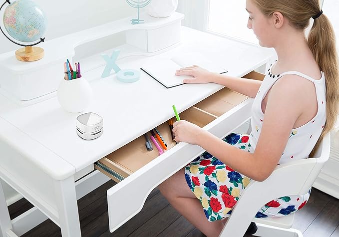 ODISTAR Desktop Vacuum Cleaner, Mini Table dust Sweeper Energy Saving,High Endurance up to 400 mins,360º Rotatable Design for Keyboard/Home/School/Office (White Charging)